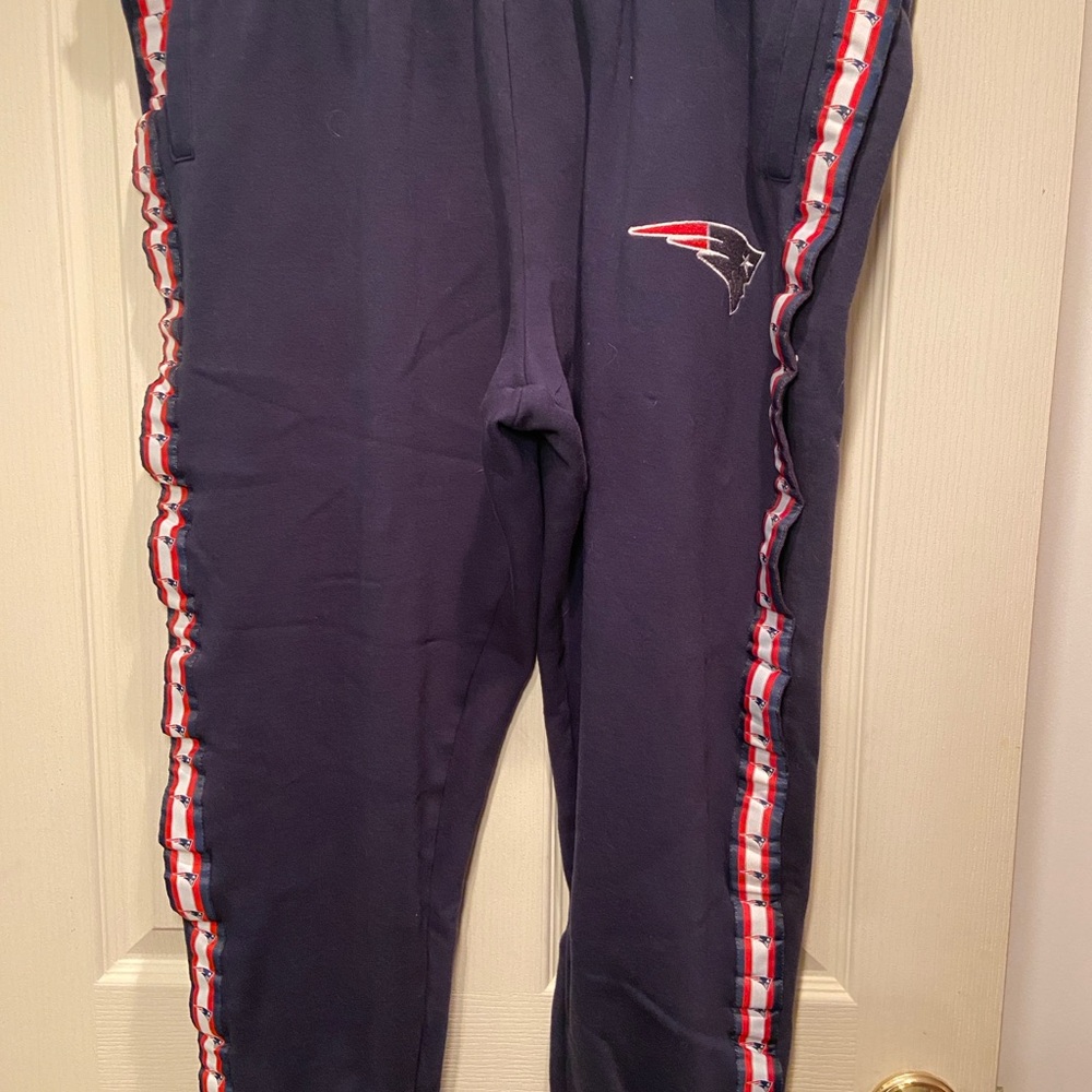 Men's New England Patriots Navy Blue Sweatpants with Red and White Stripes